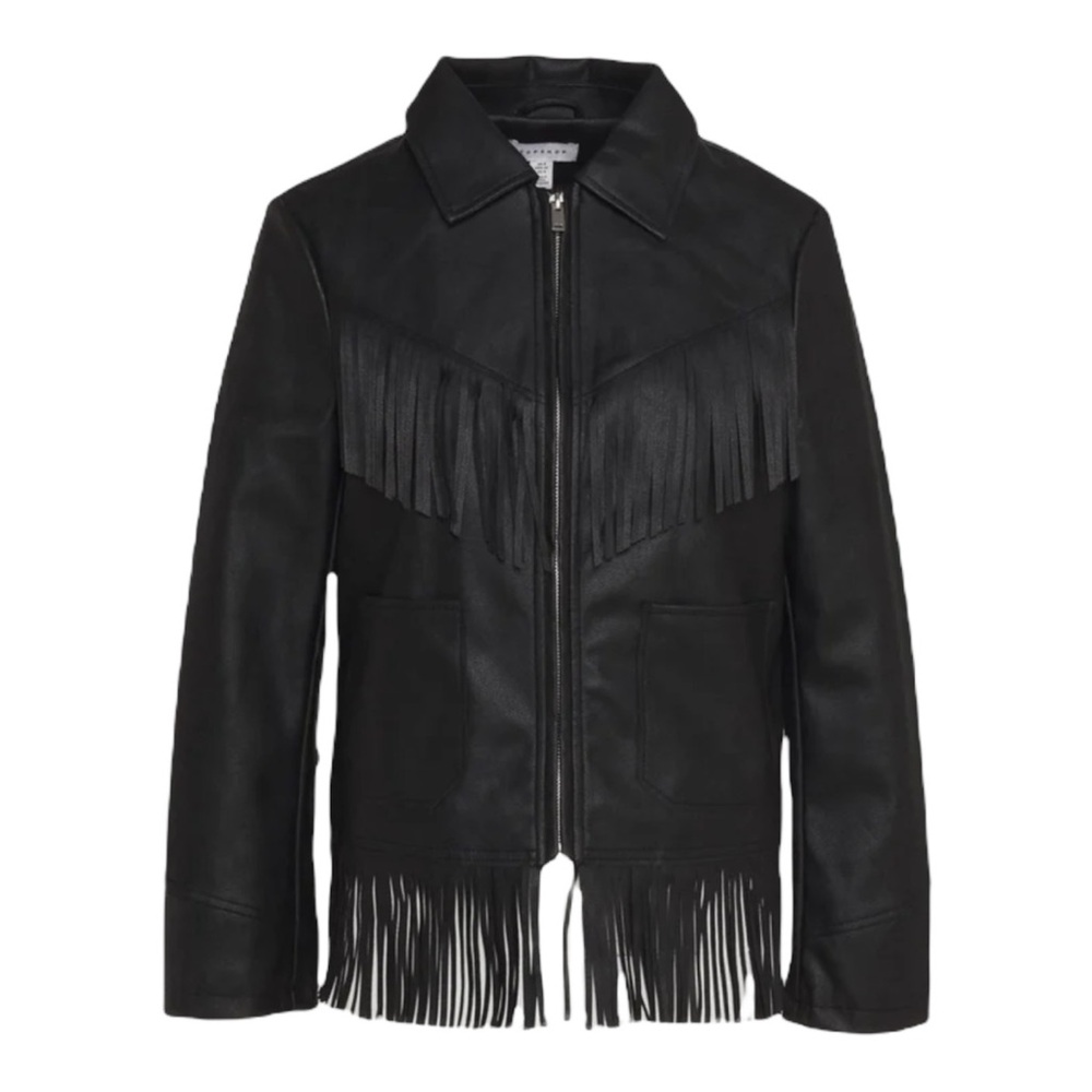 Topshop Faux Leather Crop Bomber Jacket